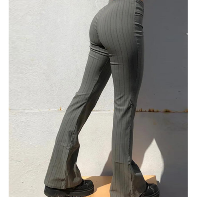 Fashion stripe zipper horn pants