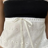 Off Shoulder Lace Trim Patchwork Top - Thumbnail 2