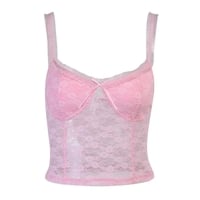 Pink Lace Bow Corset Top - Thumbnail 4