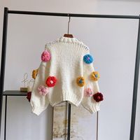 Flower Knit Cropped Cardigan  - Thumbnail 3
