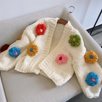 Flower Knit Cropped Cardigan  - Thumbnail 4