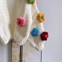 Flower Knit Cropped Cardigan  - Thumbnail 5