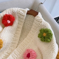 Flower Knit Cropped Cardigan  - Thumbnail 7
