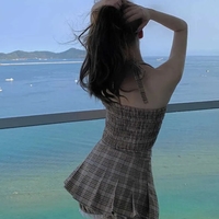 2PCS Plaid Lace Crop Top + Mini Skirt  - Thumbnail 4