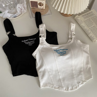 Y2K Letter Embroidery Sleeveless Crop Top - Thumbnail 3