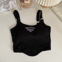 Y2K Letter Embroidery Sleeveless Crop Top - Thumbnail 7