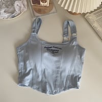 Y2K Letter Embroidery Sleeveless Crop Top - Thumbnail 8