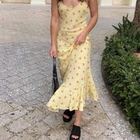 Yellow Floral Print Maxi Dress - Thumbnail 2