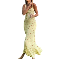 Yellow Floral Print Maxi Dress - Thumbnail 3