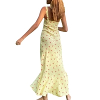 Yellow Floral Print Maxi Dress - Thumbnail 4