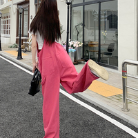Pink Denim Overall Pants  - Thumbnail 6