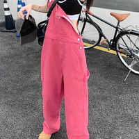 Pink Denim Overall Pants  - Thumbnail 8