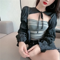 Puff Cropped Long Sleeve Cardigan  - Thumbnail 2