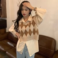 Black & White Lattice Sweater Vest - Thumbnail 6