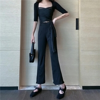 Bell Bottom Bow High Waist Flare Pants - Thumbnail 9
