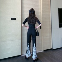 Bell Bottom Bow High Waist Flare Pants - Thumbnail 5