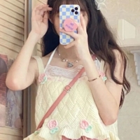 Sweet Floral Knit Vest Tank Top - Thumbnail 3