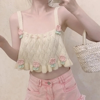 Sweet Floral Knit Vest Tank Top - Thumbnail 5