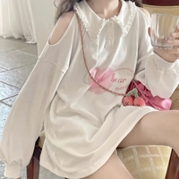 Ruffle Collar Oversized Long Sleeve Shirt - Thumbnail 2