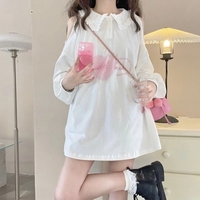 Ruffle Collar Oversized Long Sleeve Shirt - Thumbnail 5