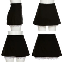 Black Ruffle High Waist Bloomers Mini Skirt - Thumbnail 2