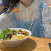 Blue Floral Knit Vest Tank Top - Thumbnail 4