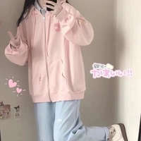 Pink Rabbit Print Oversized Hoodie - Thumbnail 2