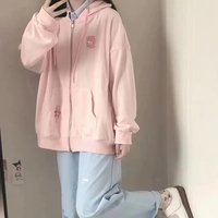 Pink Rabbit Print Oversized Hoodie - Thumbnail 3