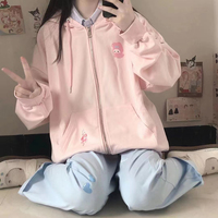 Pink Rabbit Print Oversized Hoodie - Thumbnail 5