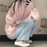 Pink Rabbit Print Oversized Hoodie - Thumbnail 4