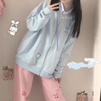 Pink Rabbit Print Oversized Hoodie - Thumbnail 8