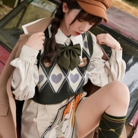 Bear Argyle Knit Sweater Vest - Thumbnail 2