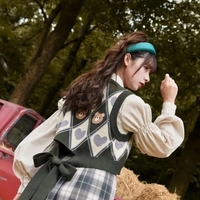 Bear Argyle Knit Sweater Vest - Thumbnail 3