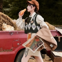 Bear Argyle Knit Sweater Vest - Thumbnail 4