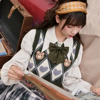 Bear Argyle Knit Sweater Vest - Thumbnail 5