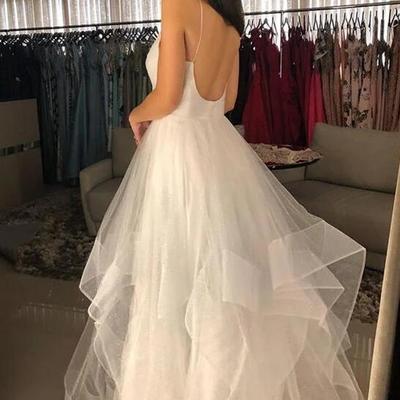 Charming white long backless prom dresses - Thumbnail 2