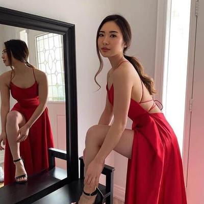 Elegant sexy back open long red prom dresses - Thumbnail 2