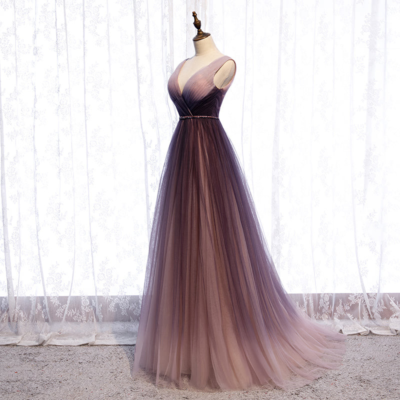 Gradient V-neckline Tulle Long Prom Dress Party Dress, Gradient Evening Gown  AN0486 sold by Annaprom on Storenvy