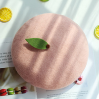 Cute Pink Peach Wool Beret Hat - Thumbnail 3