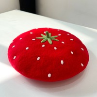 Cute Strawberry Fruit Wool Beret Hat - Thumbnail 6