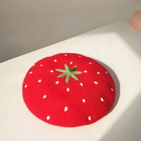 Cute Strawberry Fruit Wool Beret Hat - Thumbnail 4