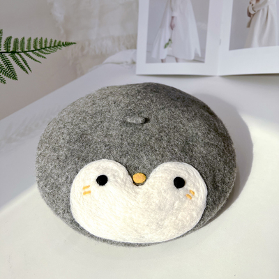 Cute Handmade Penguin Animal Wool Beret Hat