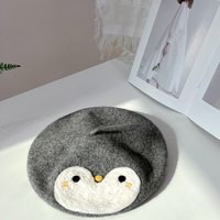 Cute Handmade Penguin Animal Wool Beret Hat - Thumbnail 1