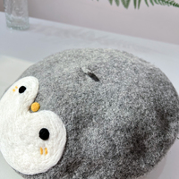 Cute Handmade Penguin Animal Wool Beret Hat - Thumbnail 7
