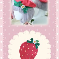 Spicy Donuts Japanese Cute Red Strawberry Fruit Beret Hat - Thumbnail 3