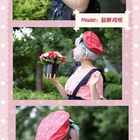 Spicy Donuts Japanese Cute Red Strawberry Fruit Beret Hat - Thumbnail 6