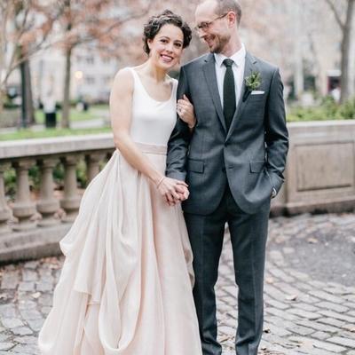 Spaghetti straps a-line sash bodice wedding dresses with ruffle skirt  - Thumbnail 2