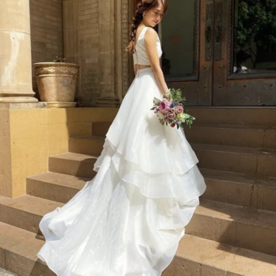 Two piece wedding dresses bridal gown outdoor  - Thumbnail 4