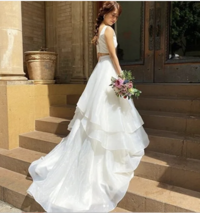 Two Piece Wedding Dresses Bridal Gown Outdoor 