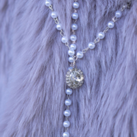 Swan Dream Snow Princess Purple Gray Pearl Artificial Fox Fur Winter Jacket Coat - Thumbnail 6
